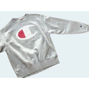 Vintage CHAMPION Sweatshirt 90s / 2000s Grey Logo Size Medium